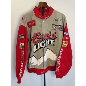 Vintage 90s Coors-Light Sterling Marlin Jeff Hamilton Nascar Jacket Size Large